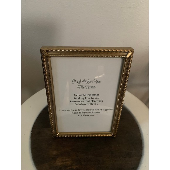 1960s Gold Table Frame Beatles Song P.S. I Love You - Picture 3 of 10